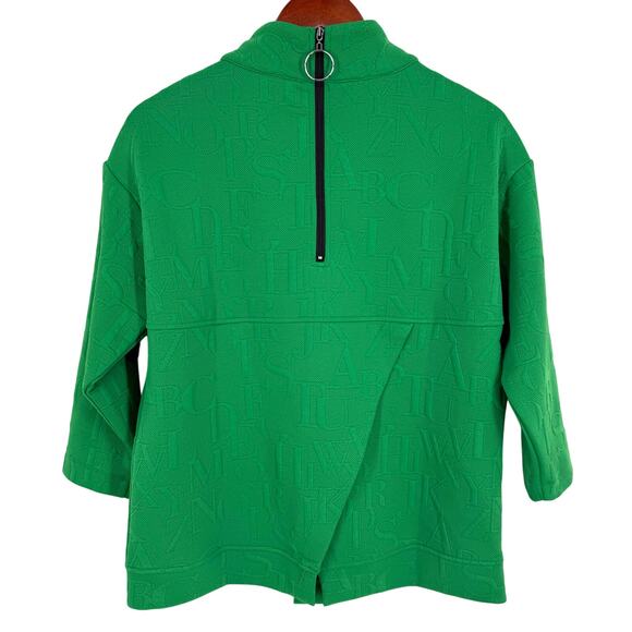 NEW NWT Ali Miles Sz Small Green Alphabet Teacher Wearable Art Blouse Shirt Top - Picture 6 of 6